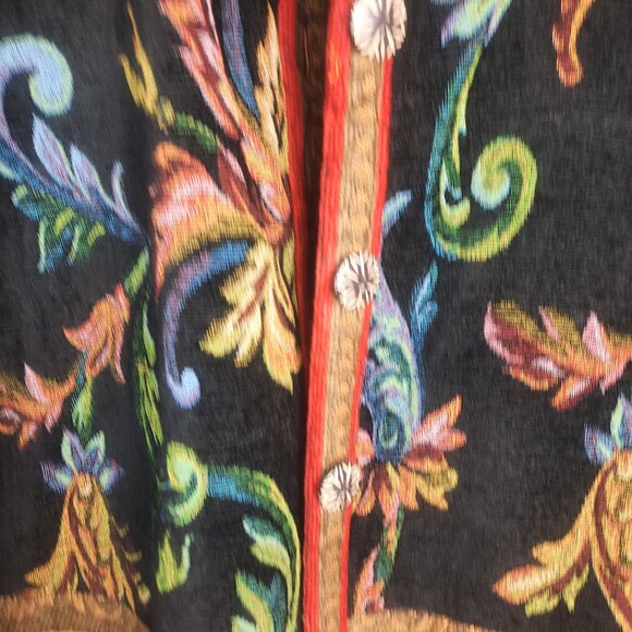 Vintage Sag Harbor Tapestry Jacket Womens 14? Paisley Button Up Navy Red Gold - Picture 5 of 8